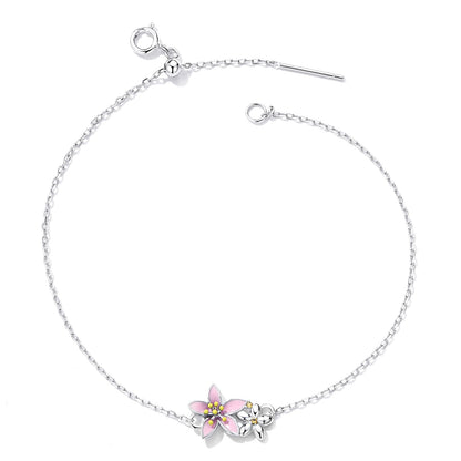 S925 Sterling Silver Adjustable Flower Bracelet for Women  DestGlow