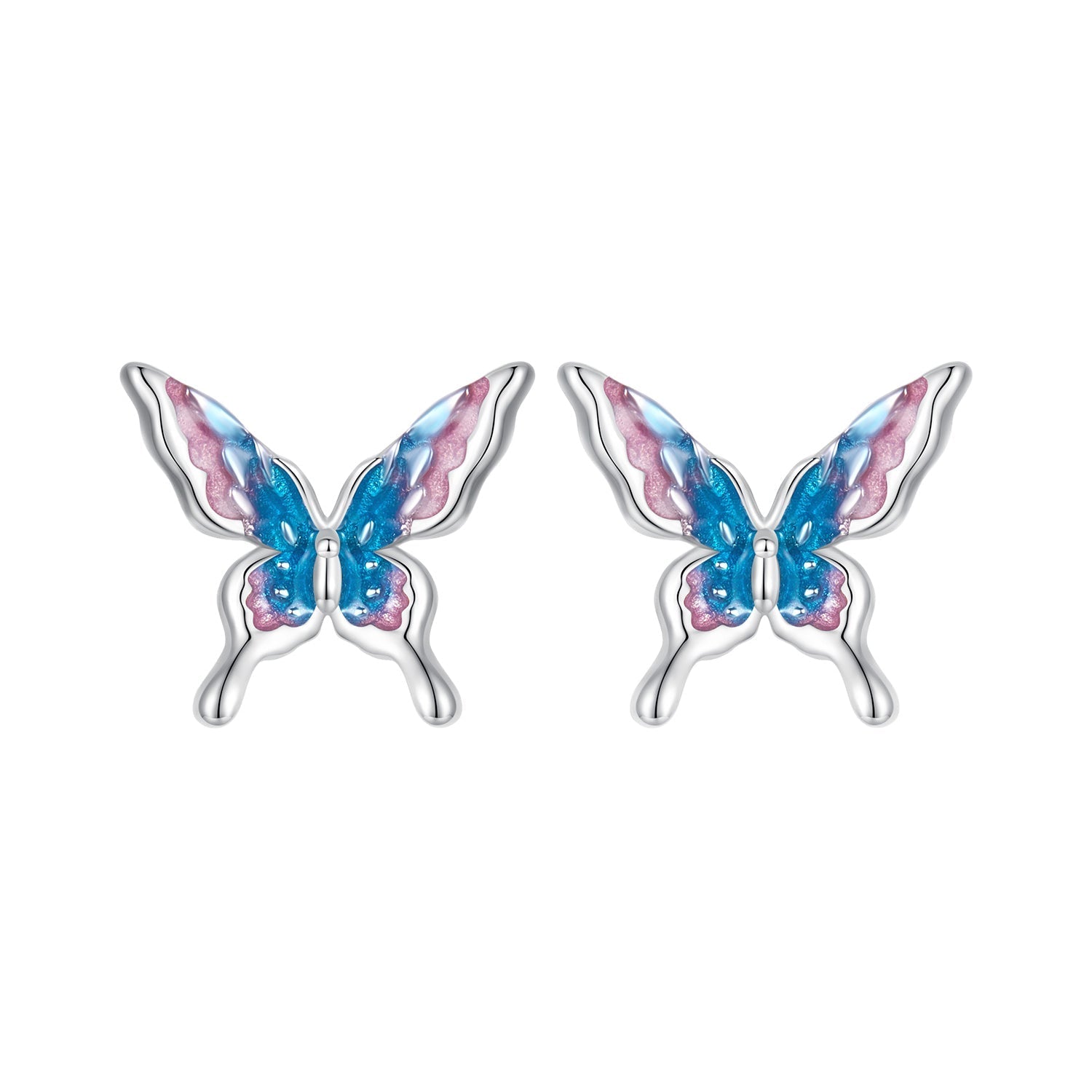 925 Sterling Silver White Gold Plated Enamel Earrings 9x10mm for Women  DestGlow