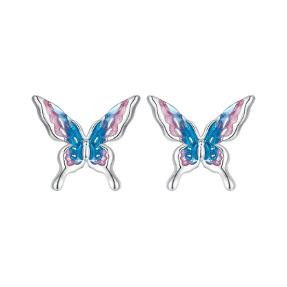 925 Sterling Silver White Gold Plated Enamel Earrings 9x10mm for Women  DestGlow