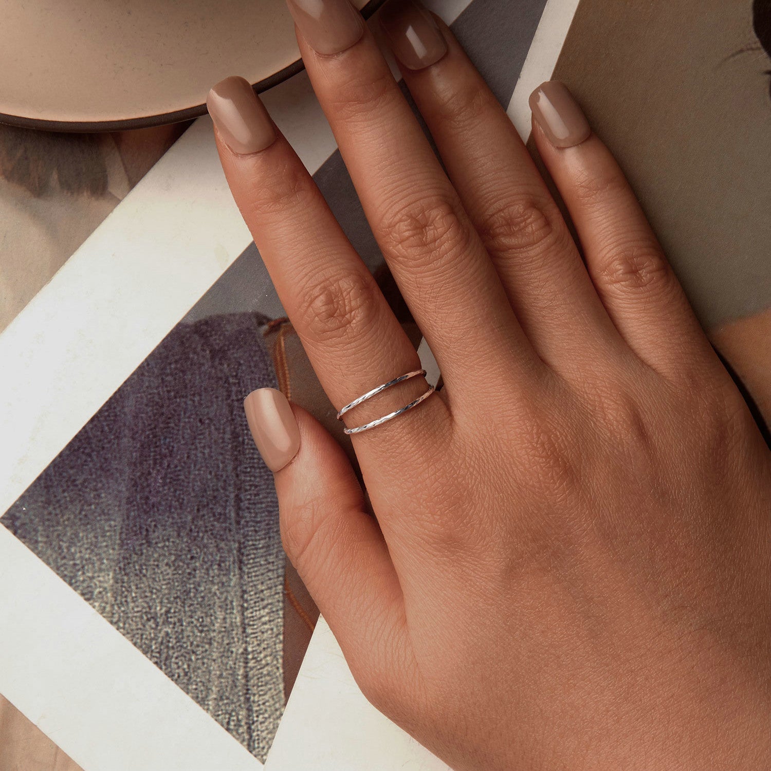 925 Sterling Silver &amp; White Gold Plated Ring for Women - Stylish Width 2.3-6.3mm  DestGlow