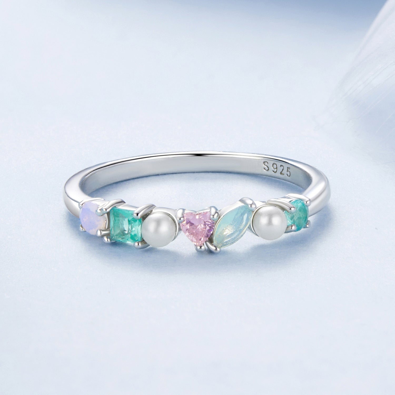 925 Sterling Silver Ring with Nano Opal Stone, Size 6, for Women  DestGlow