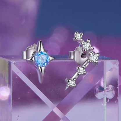 925 Sterling Silver White Gold Plated Star &amp; Constellation Earrings for Women  DestGlow