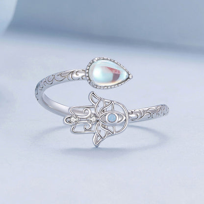 925 Sterling Silver Opal Nanometer Stone Platinum Plated Ring  DestGlow