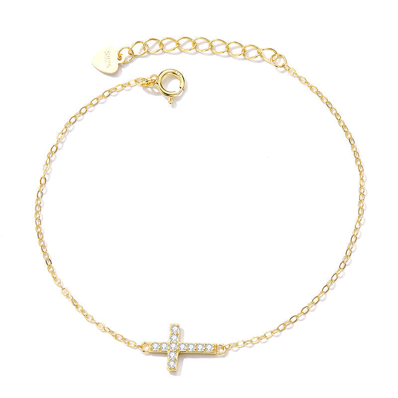 925 Sterling Silver Bracelet with Pavé Setting CZ, 155+25mm for Women  DestGlow