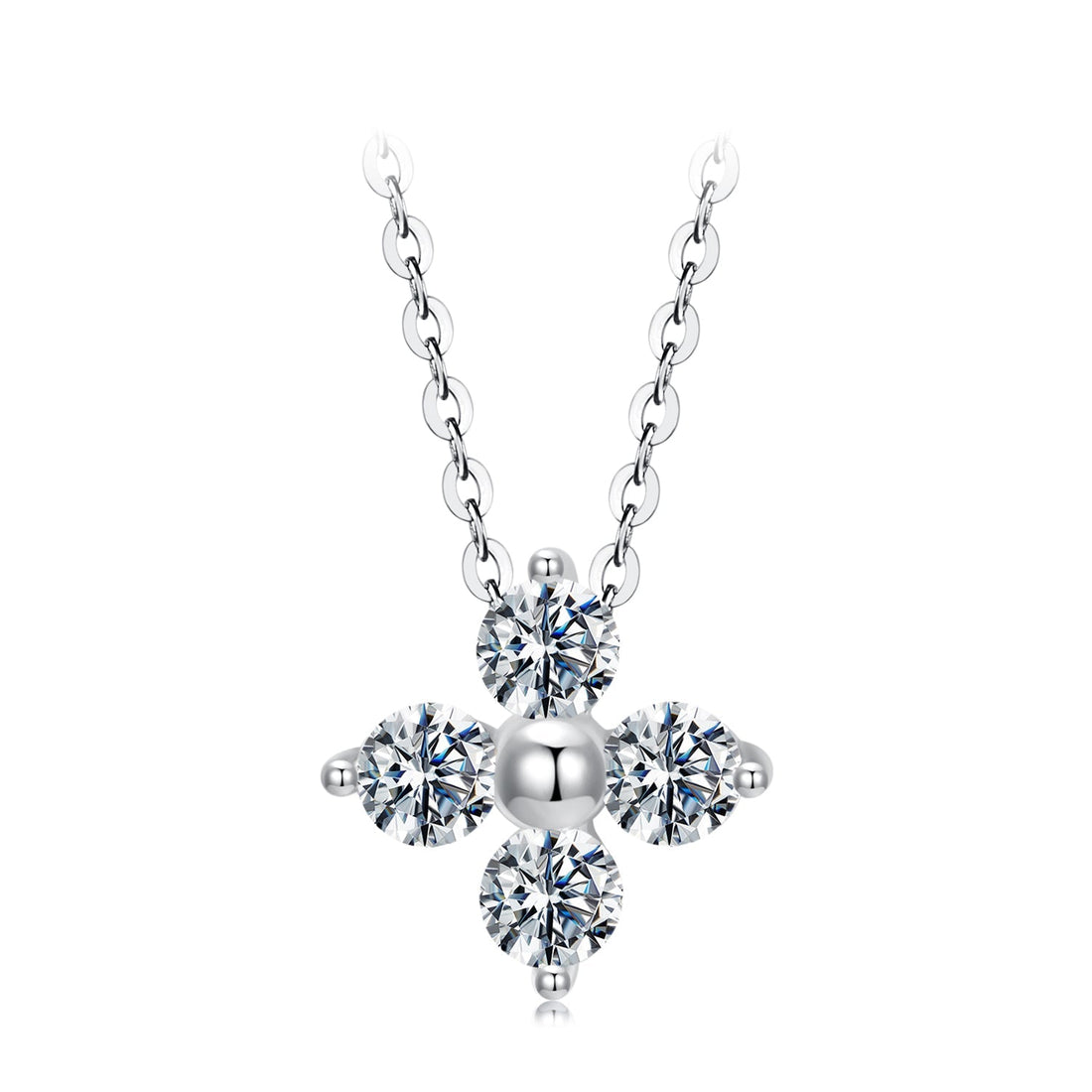 925 Sterling Silver &amp; White Gold Plated Moissanite Necklace 40+5cm for Women  DestGlow
