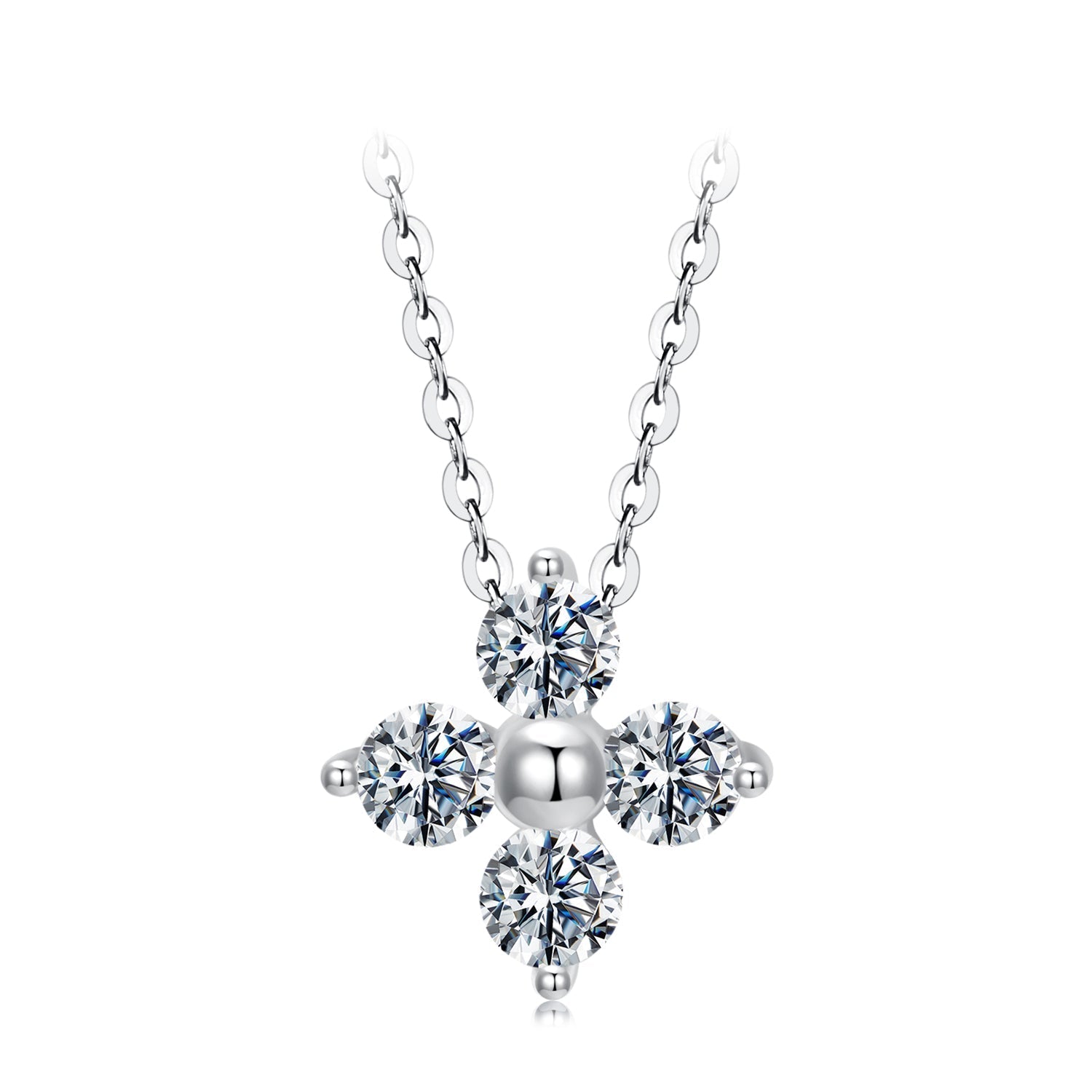925 Sterling Silver &amp; White Gold Plated Moissanite Necklace 40+5cm for Women  DestGlow