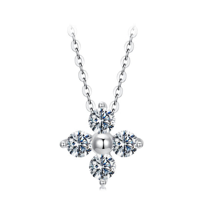 925 Sterling Silver &amp; White Gold Plated Moissanite Necklace 40+5cm for Women  DestGlow