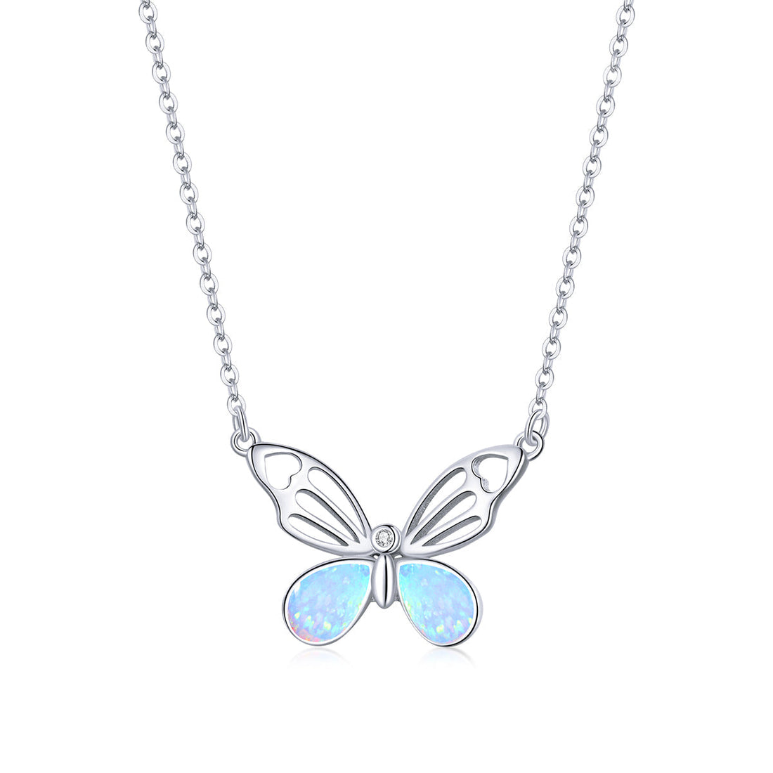 925 Sterling Silver Translucent Opal Necklace, Adjustable, Platinum Plated for Women  DestGlow
