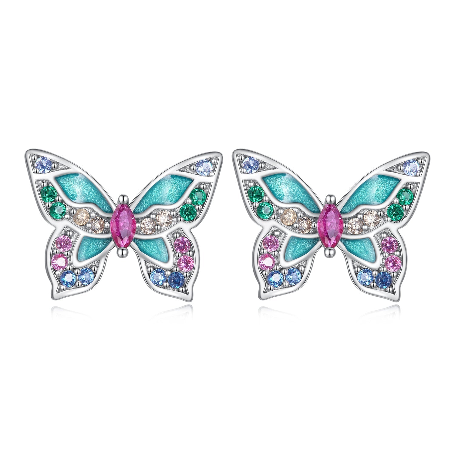 925 Sterling Silver Earrings with Enamel and CZ for Women