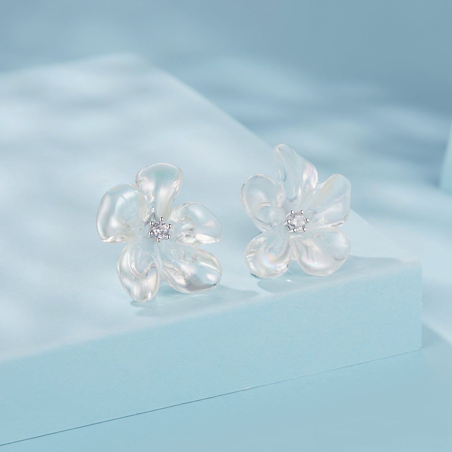 925 Sterling Silver Earrings with Pavé Setting CZ and Resin, 2.5x2.1cm for Women  DestGlow