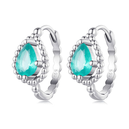 925 Sterling Silver Earrings with Pavé Setting and Transparent Glass  DestGlow