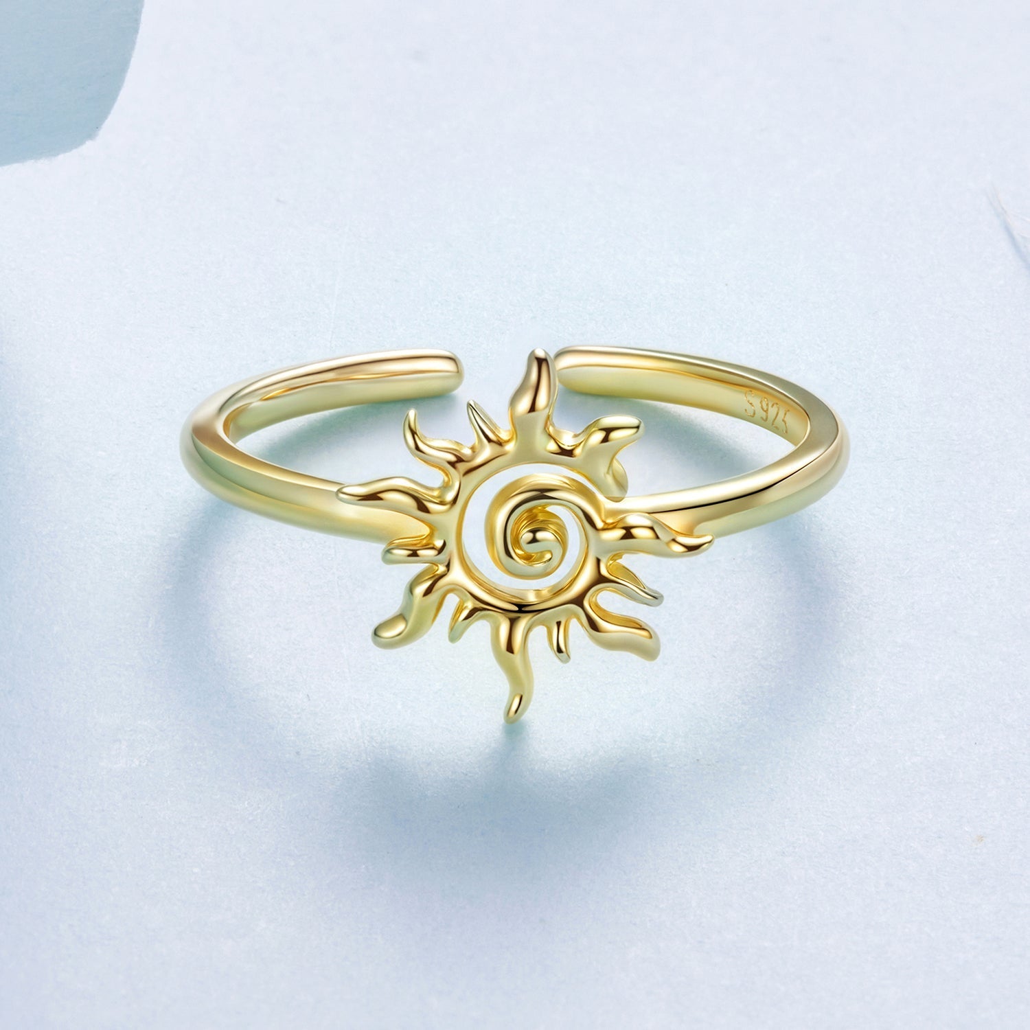 925 Sterling Silver Gold Plated Sun Ring  DestGlow