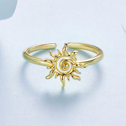 925 Sterling Silver Gold Plated Sun Ring  DestGlow