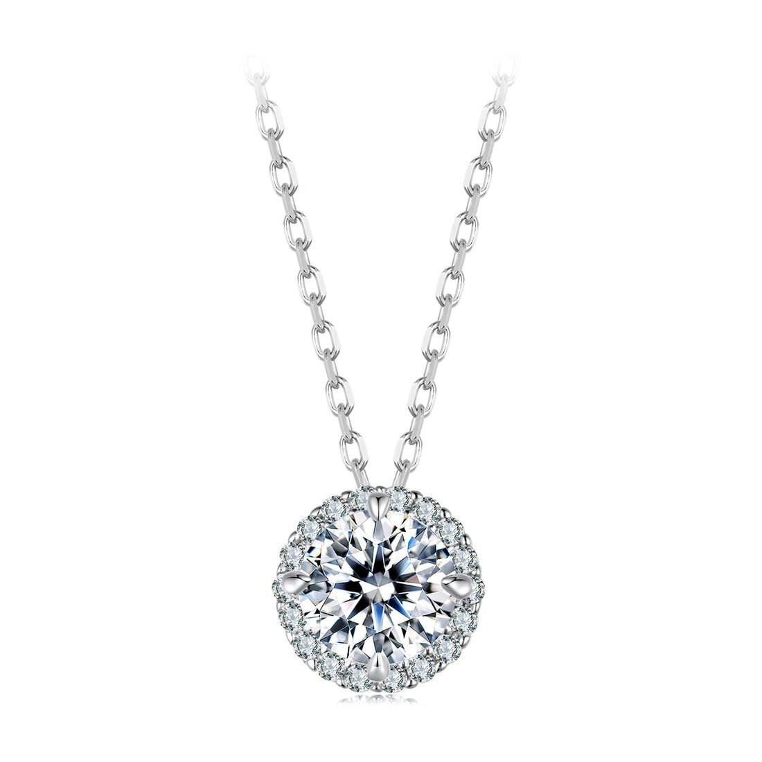 925 Sterling Silver Moissanite Necklace 40+5cm with Pavé Setting for Women  DestGlow