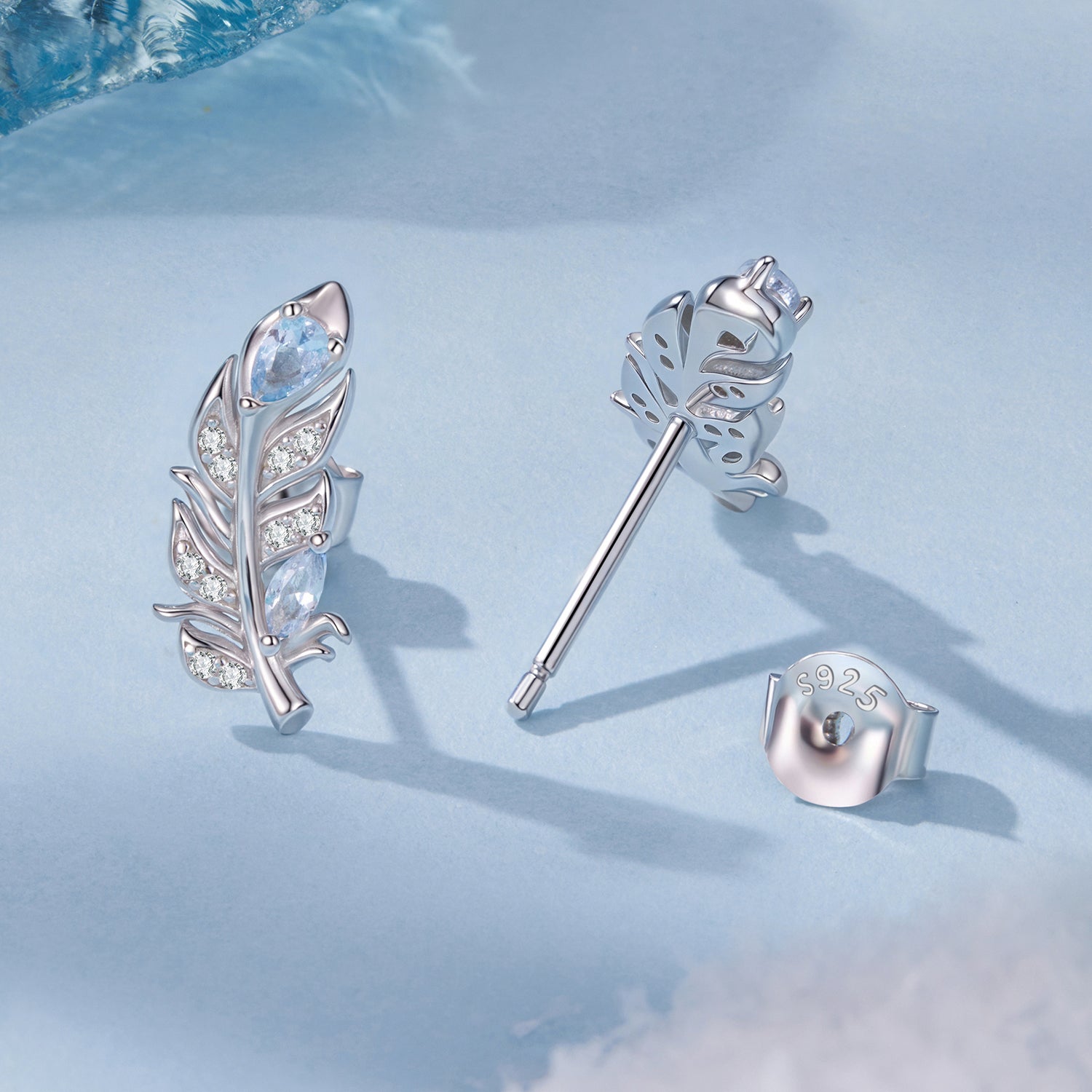 925 Sterling Silver Earrings with Pavé Setting CZ and White Gold Plating  DestGlow