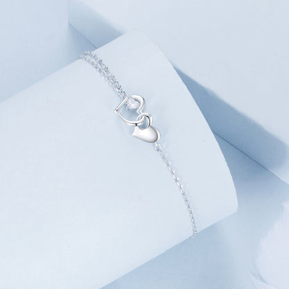 925 Sterling Silver Bracelet with Pave Setting CZ and White Gold Plating  DestGlow