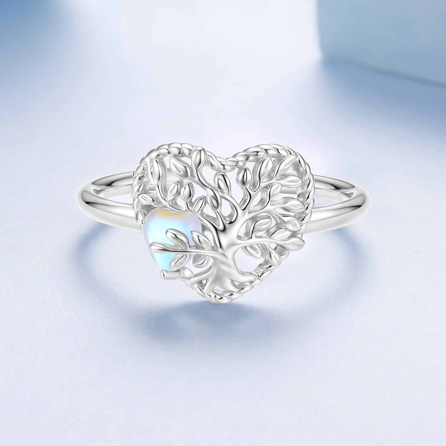 925 Sterling Silver Heart-Shaped Moonstone Ring for Women  DestGlow