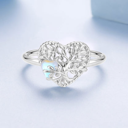 925 Sterling Silver Heart-Shaped Moonstone Ring for Women  DestGlow