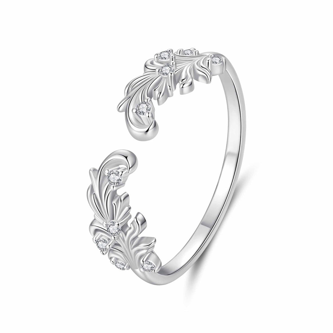925 Sterling Silver White Gold Plated Ring with Pavé Setting CZ for Women  DestGlow