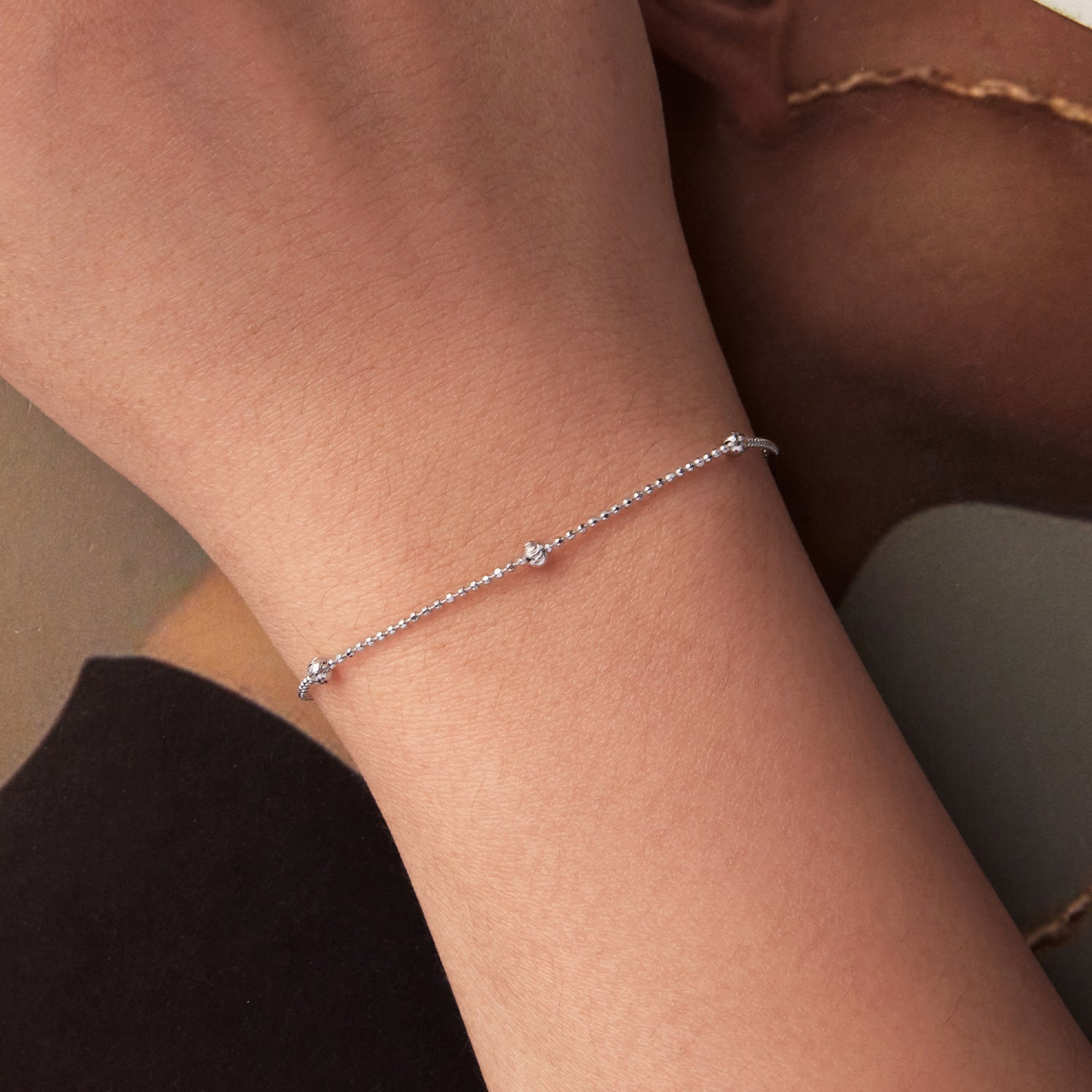 925 Sterling Silver &amp; Plated White Gold Bracelet with Adjustable Length  DestGlow