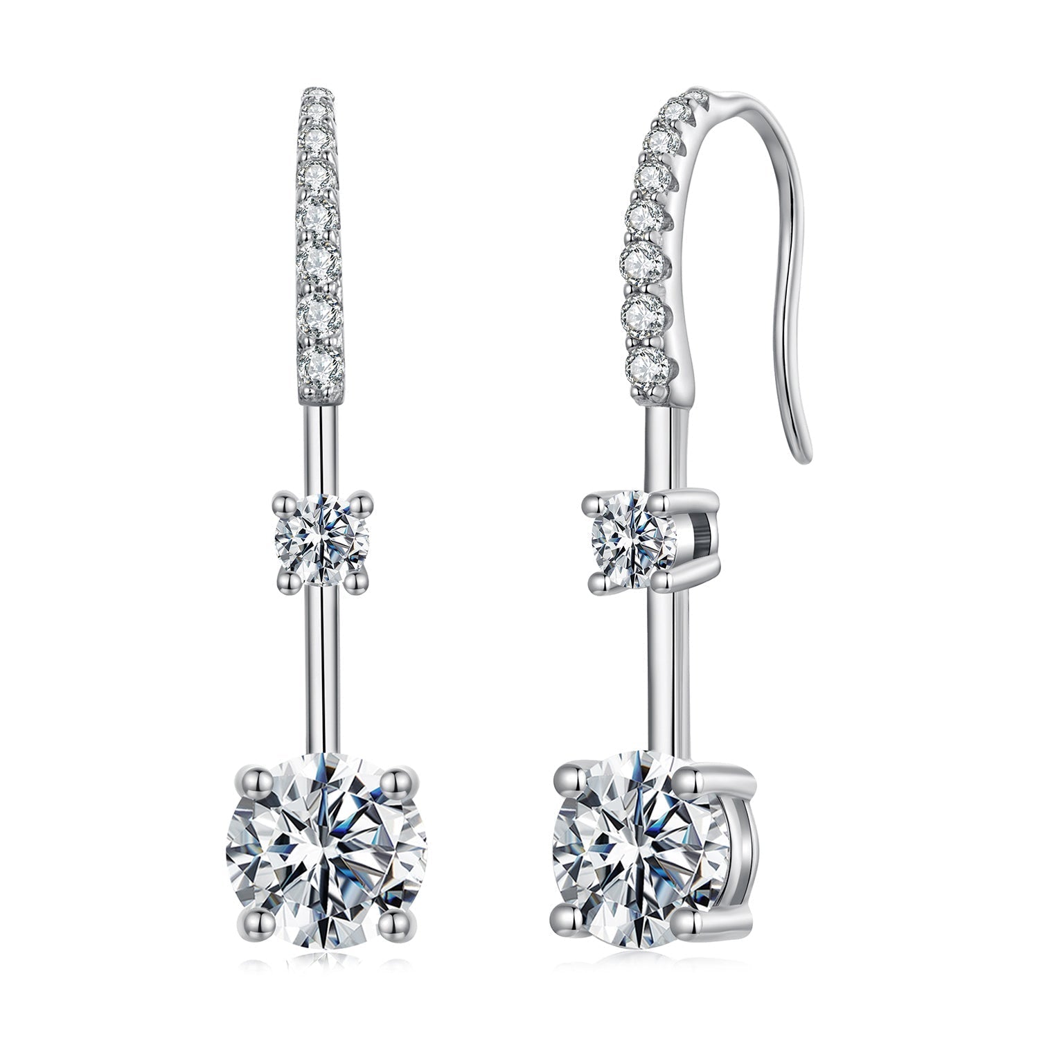 925 Sterling Silver Moissanite 1.00 Carat Earrings for Women  DestGlow