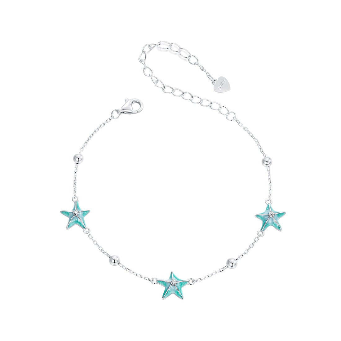 925 Sterling Silver Starfish Design Bracelet with Enamel Process  DestGlow