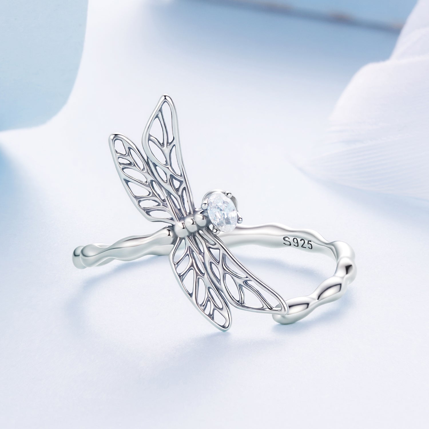925 Sterling Silver Dragonfly Ring for Women with Cubic Zirconia  DestGlow