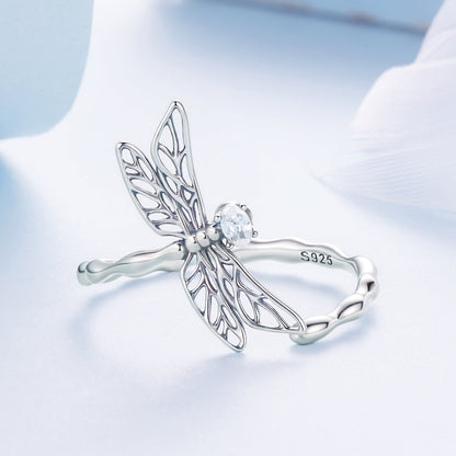 925 Sterling Silver Dragonfly Ring for Women with Cubic Zirconia  DestGlow