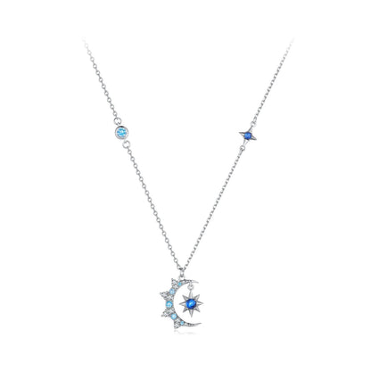 925 Sterling Silver Necklace with Pavé Setting CZ and Spinel Pendant