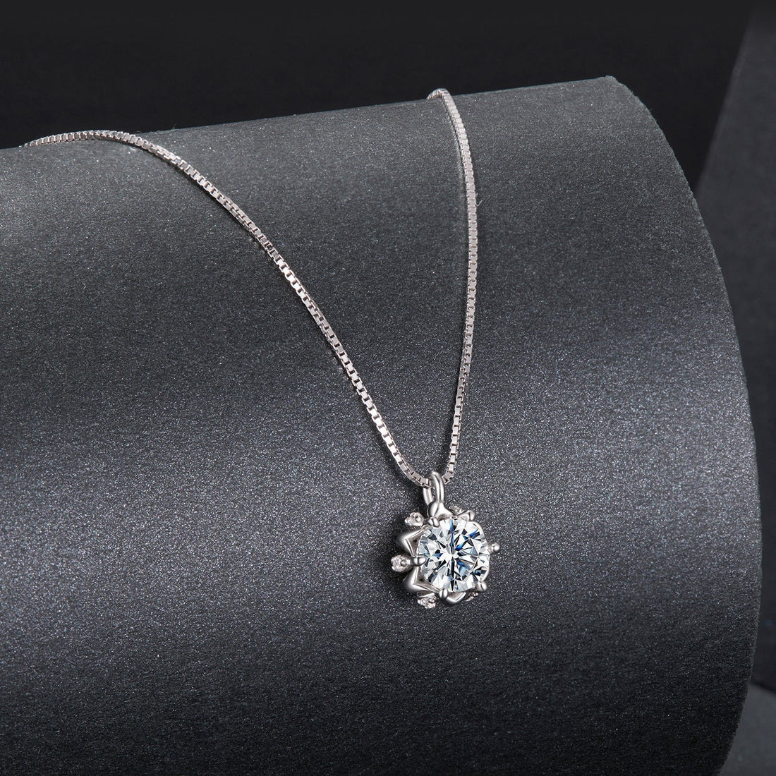 925 Sterling Silver Moissanite &amp; CZ Pavé Necklace - 40+5cm for Women  DestGlow