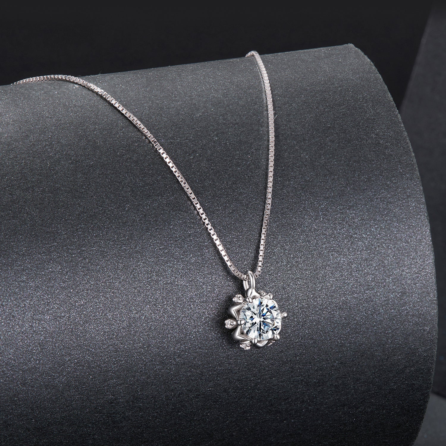 925 Sterling Silver Moissanite &amp; CZ Pavé Necklace - 40+5cm for Women