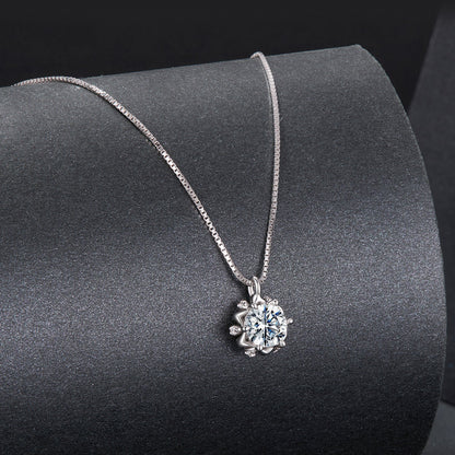 925 Sterling Silver Moissanite &amp; CZ Pavé Necklace - 40+5cm for Women