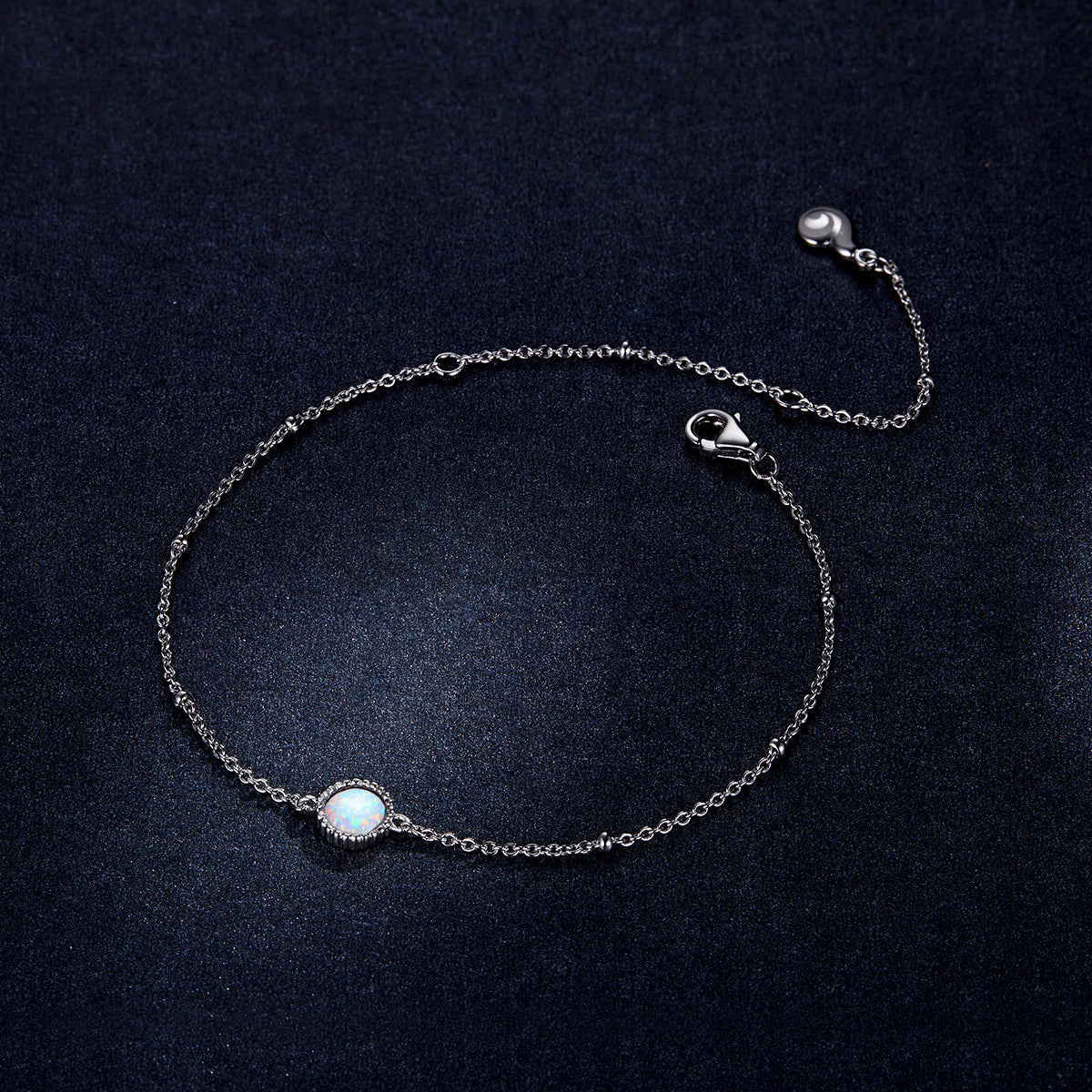 925 Sterling Silver Opal Bracelet for Women - Adjustable Size, Translucent Color  DestGlow