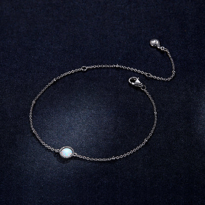 925 Sterling Silver Opal Bracelet for Women - Adjustable Size, Translucent Color  DestGlow