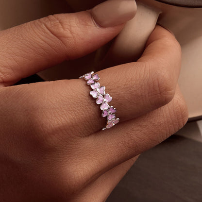 925 Sterling Silver Enamel Platinum Plated Ring Size 6 for Women by Bids.com