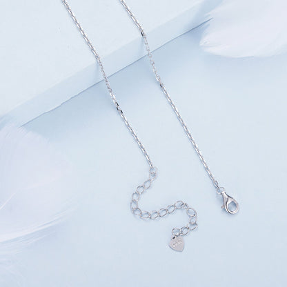 925 Sterling Silver Necklace with Transparent Glass and Pavé Setting CZ - Length 450mm  DestGlow