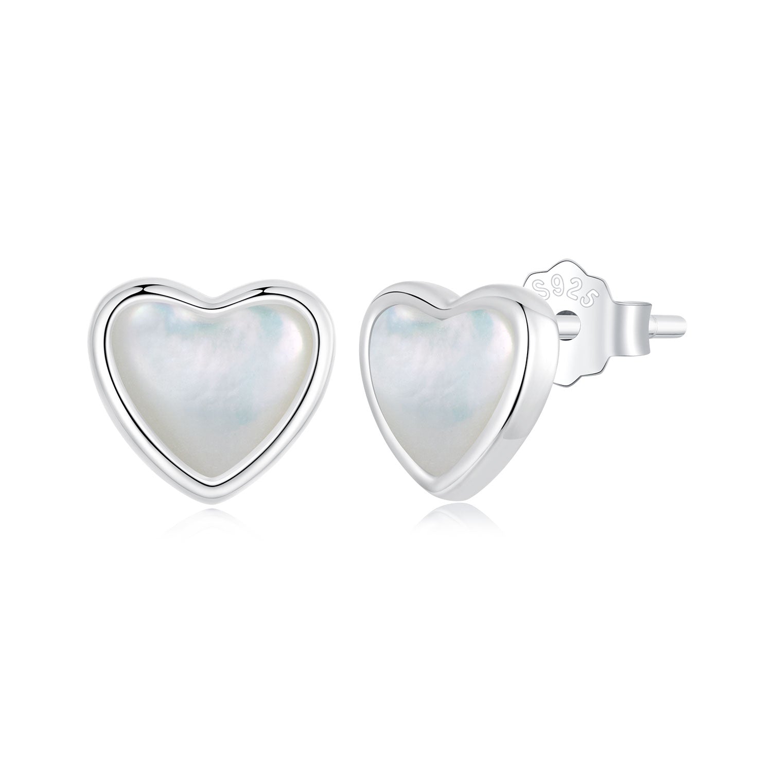 925 Sterling Silver White Shell Plated White Gold Earrings Size 7*8mm  DestGlow