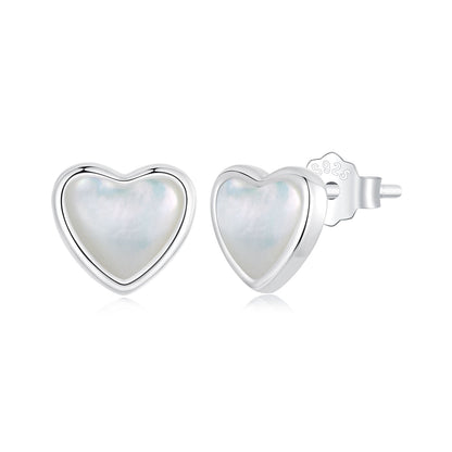 925 Sterling Silver White Shell Plated White Gold Earrings Size 7*8mm  DestGlow