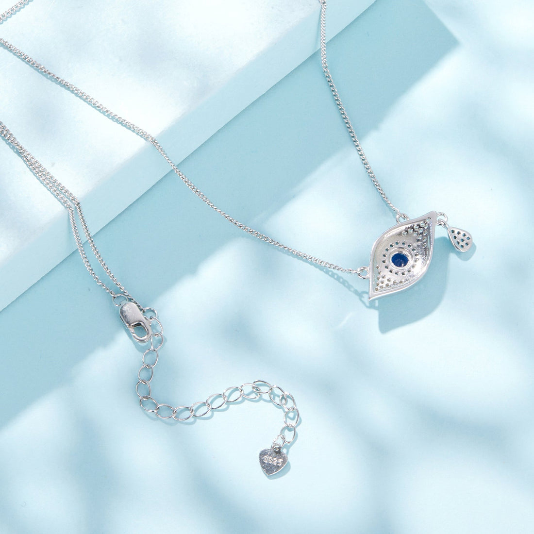 925 Sterling Silver Pavé CZ Pendant Necklace for Women - 40+5cm Length, 2x1cm Pendant  DestGlow