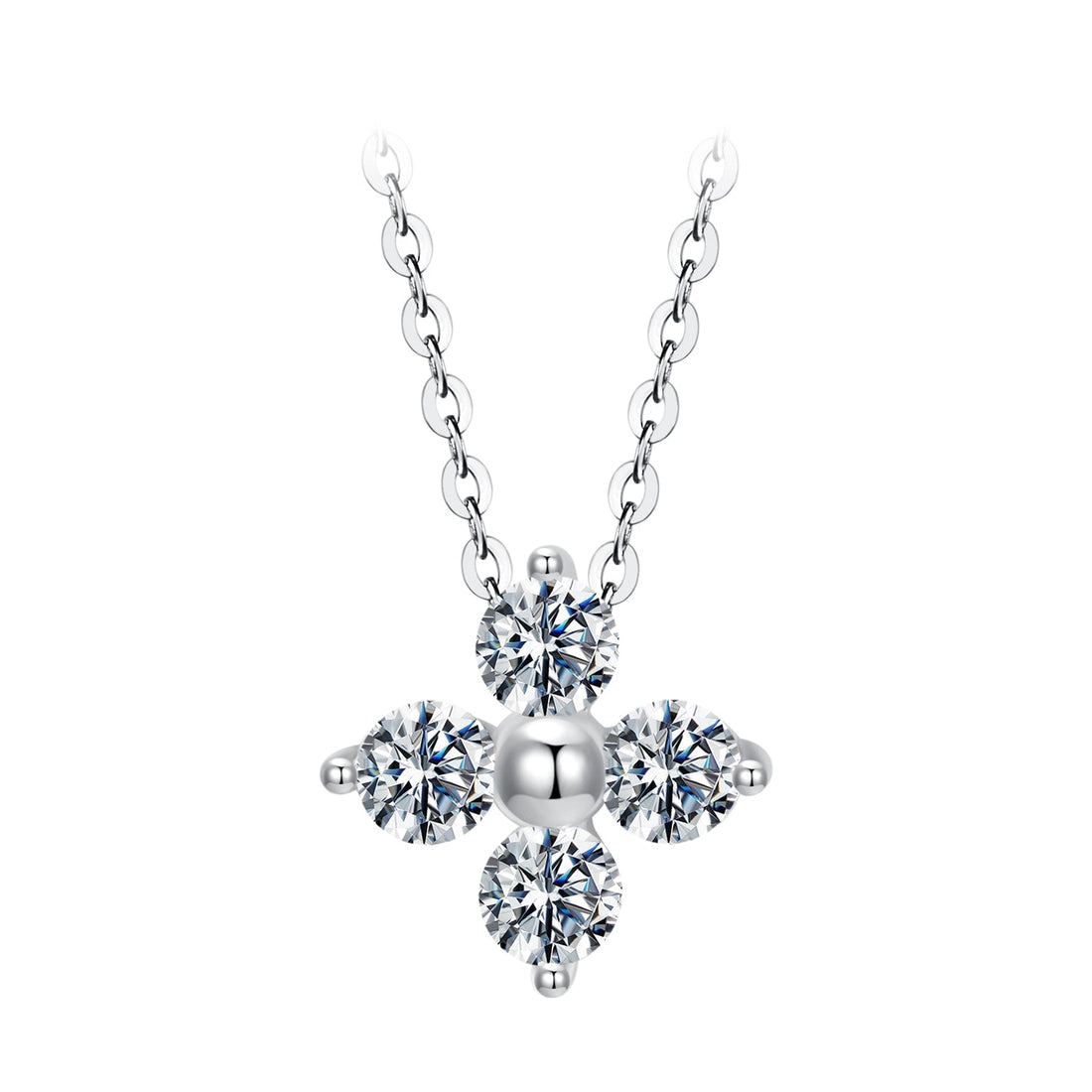 925 Sterling Silver &amp; White Gold Plated Moissanite Necklace 40+5cm for Women  DestGlow