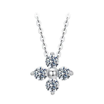 925 Sterling Silver &amp; White Gold Plated Moissanite Necklace 40+5cm for Women  DestGlow