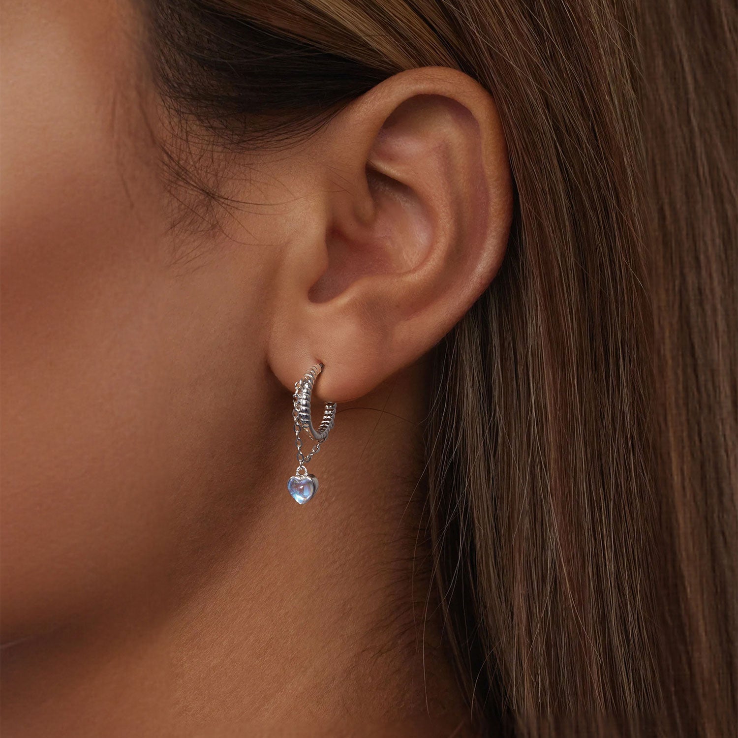 925 Sterling Silver White Gold Plated Moonstone Earrings 23x5mm for Women  DestGlow