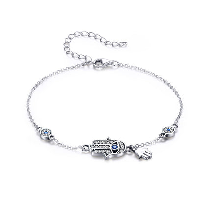 925 Sterling Silver Bracelet 21cm Long with 1.0*1.7cm Charms for Women  DestGlow
