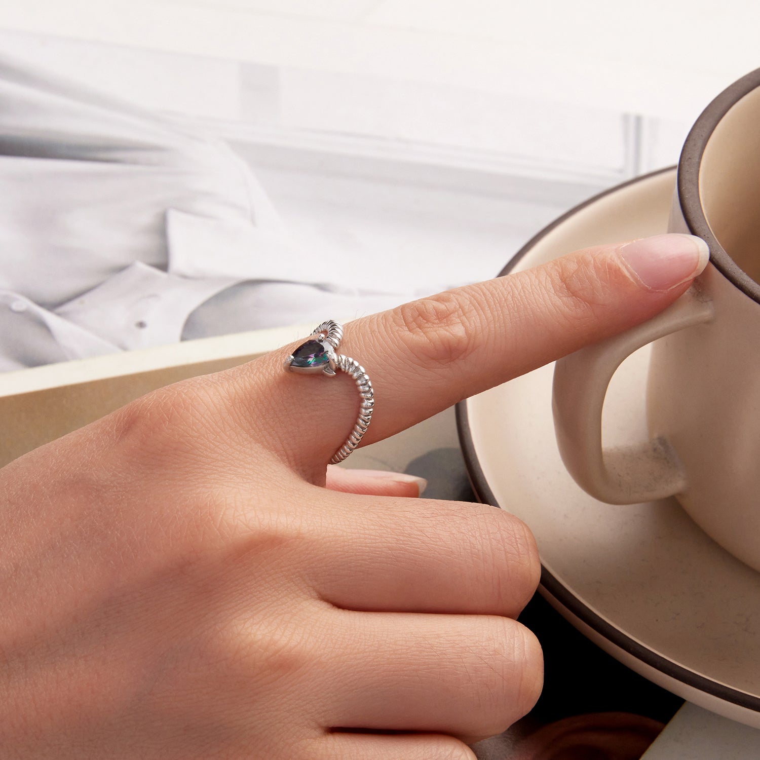 925 Sterling Silver Ring with Transparent Glass - Stylish E | 0.2cm Width for Women  DestGlow