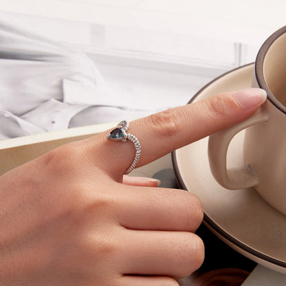925 Sterling Silver Ring with Transparent Glass - Stylish E | 0.2cm Width for Women  DestGlow