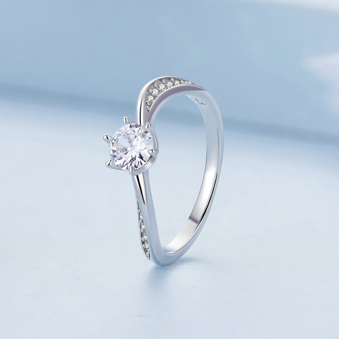 925 Sterling Silver Platinum Plated 5mm CZ Ring Size 6 for Women  DestGlow