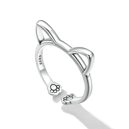 925 Sterling Silver Oxidized Paw Design Ring  DestGlow