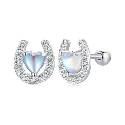 925 Sterling Silver Pavé Setting Moonstone Earrings with CZ and Platinum Plating  DestGlow