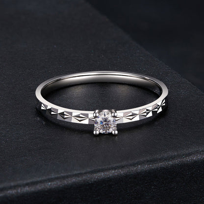 925 Sterling Silver Moissanite White Gold Plated Ring Size 6