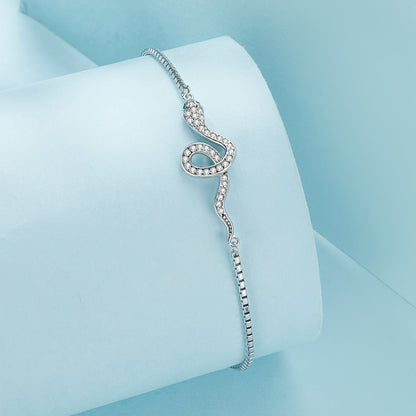 S925 Sterling Silver &amp; Pavé CZ Platinum-Plated Bracelet  DestGlow